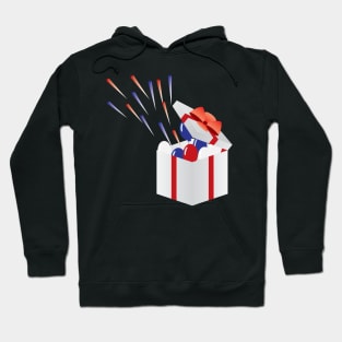 4th of july Usa independence day gift box with fireworks Hoodie
